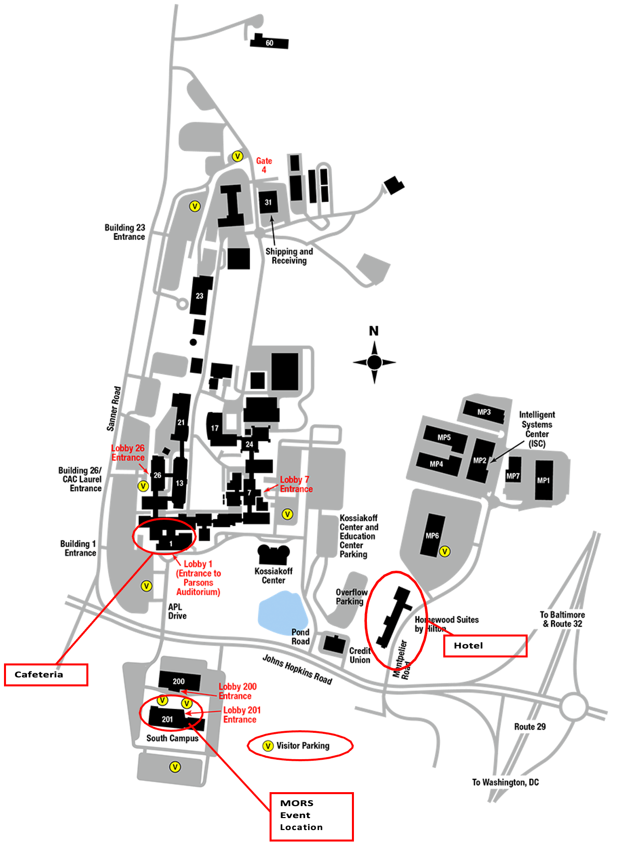Map of Campus at JHU/APL, Laurel, MD